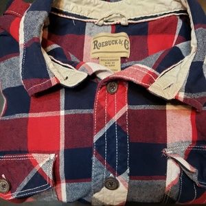 Roebuck& co. Flannel plaid button down large